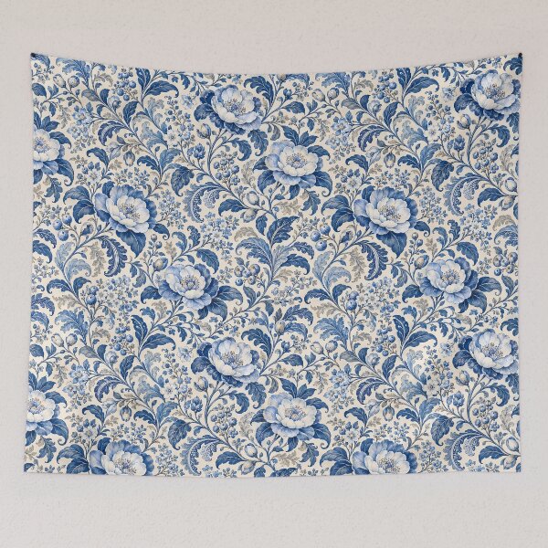 Item preview, Blue White Ornamental Peony Pattern designed and sold by Apex Designs.
