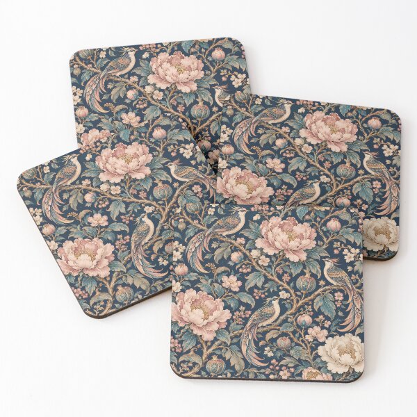 Item preview, Navy Birds and Pink Peonies Pattern designed and sold by Apex Designs.