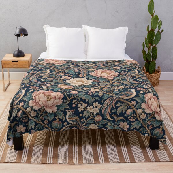 Item preview, Navy Birds and Pink Peonies Pattern designed and sold by Apex Designs.