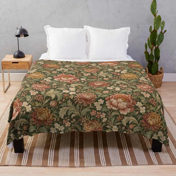 Item preview, Vintage Olive Green Peony Chrysanthemum Floral Pattern designed and sold by Apex Designs.