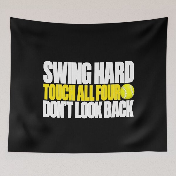 Item preview, Swing Hard Touch All Four Dont Look Back Softball Home Run Art designed and sold by lamiarte.
