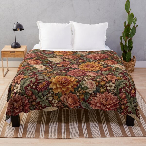 Item preview, Vintage Burgundy Dahlia and Rose Floral Pattern designed and sold by Apex Designs.