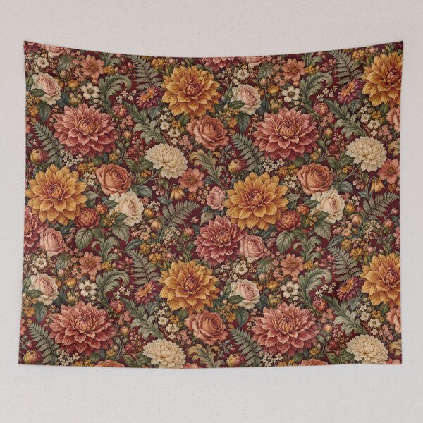 Item preview, Vintage Burgundy Dahlia and Rose Floral Pattern designed and sold by Apex Designs.