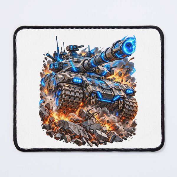 Item preview, Futuristic Cyberpunk Battle Tank with Glowing Blue Energy Armor designed and sold by WOHAMMAD.