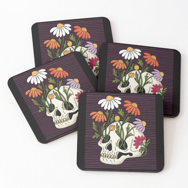 Item preview, Funky Floral Skull | Colorful Gothic Halloween Skull Art designed and sold by Becky-Poppins.