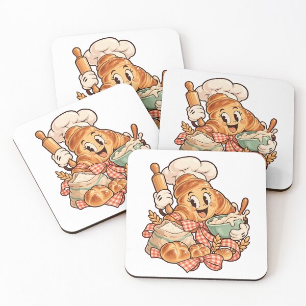 Item preview, Croissant Baker Gingham Bow Cartoon Art designed and sold by TeNovaStudio.