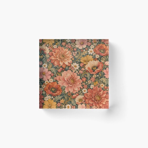 Item preview, Vintage Terracotta Dahlia and Poppy Floral designed and sold by Apex Designs.
