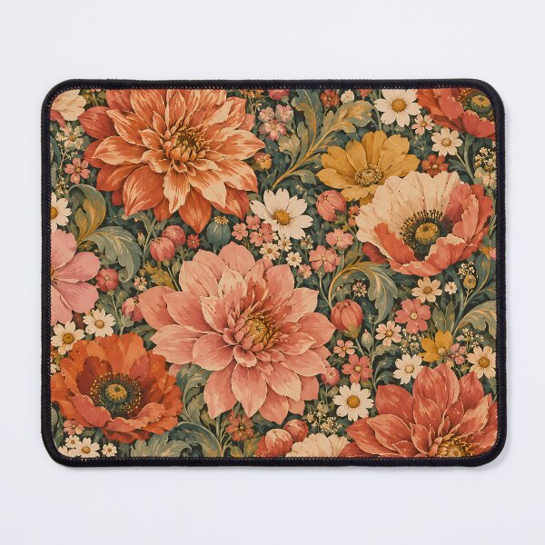 Item preview, Vintage Terracotta Dahlia and Poppy Floral Pattern designed and sold by Apex Designs.