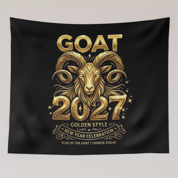 Item preview, Goat 2027 Golden Style - Year of the Goat Chinese Zodiac New Year designed and sold by Design_Your_Day.