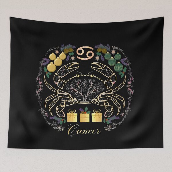 Item preview, Cancer Zodiac Line Art Crab Christmas designed and sold by Zodiac Celestial Art.