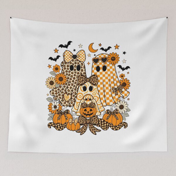 Item preview, Retro Ghost Halloween Floral Checkerboard Design designed and sold by SoyLamderma.