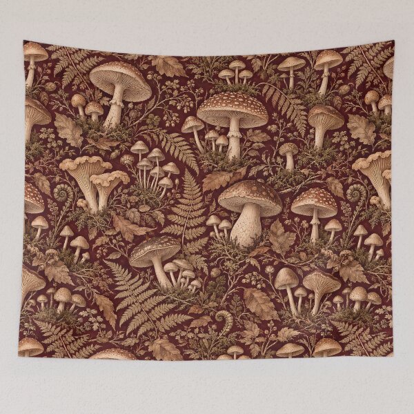 Item preview, Burgundy Mushroom and Fern Pattern designed and sold by Apex Designs.