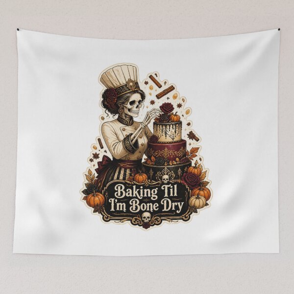 Item preview, Cozy Vintage Skeleton Baker - Baking Til I'm Bone Dry designed and sold by gushtera.