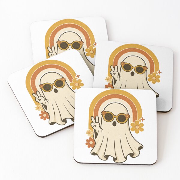 Item preview, Retro Rainbow Ghost – Groovy 70s Halloween Peace Sign & Flower Power designed and sold by Alchemy8House.