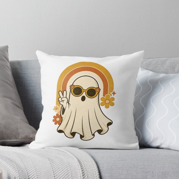 Item preview, Retro Rainbow Ghost – Groovy 70s Halloween Peace Sign & Flower Power designed and sold by Alchemy8House.
