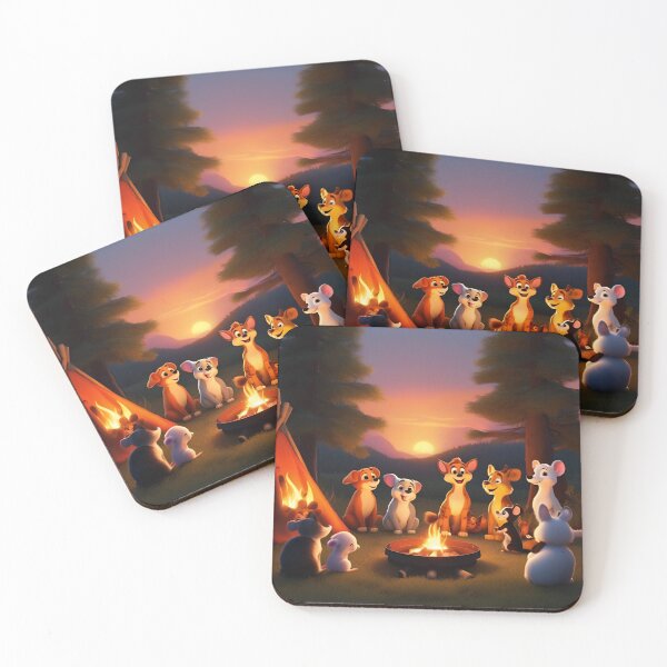 Item preview, Animated Animal Friends Around Sunset Campfire Teepee designed and sold by CASASIS_MERCH.