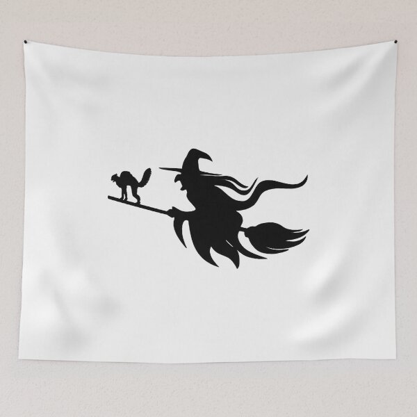 Item preview, Witch Cat Broom Silhouette Halloween Spooky designed and sold by SoyLamderma.