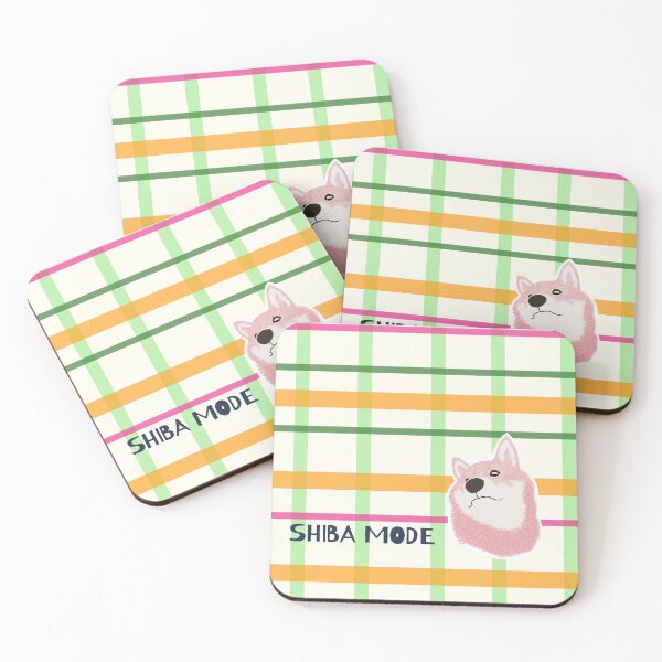Item preview, Orange plaid with Pink Shiba Inu designed and sold by ShibaCruise-On.
