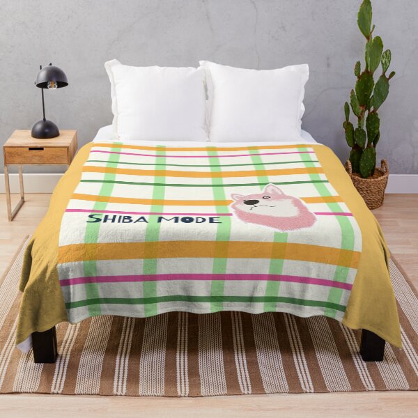 Item preview, Orange plaid with Pink Shiba Inu designed and sold by ShibaCruise-On.