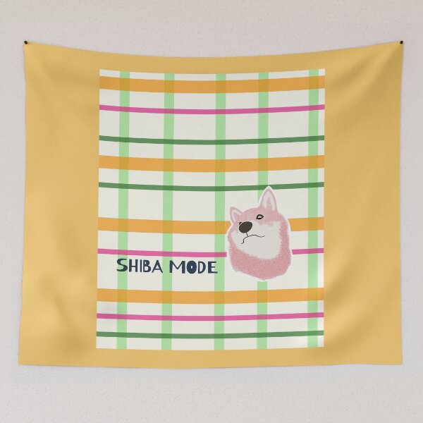 Item preview, Orange plaid with Pink Shiba Inu designed and sold by ShibaCruise-On.