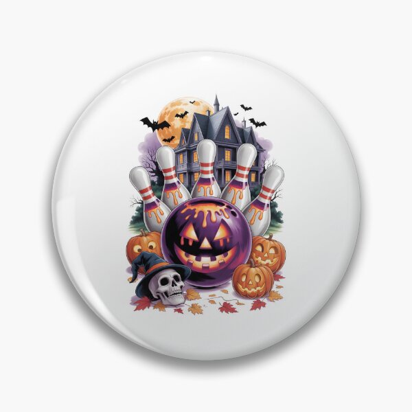 Item preview, Halloween Bowling Ball – Spooky Jack O Lantern Bowling Pins Art designed and sold by jkrphoto.