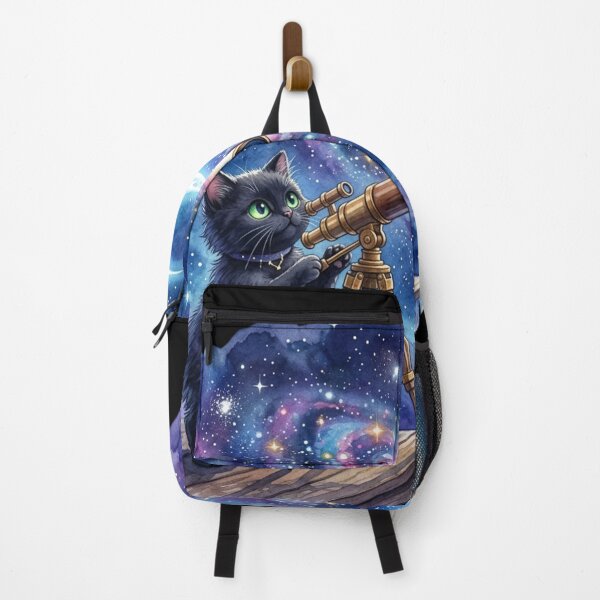 Item preview, Cute Black Cat Telescope Astronomy Galaxy Watercolor designed and sold by bvdesignart.