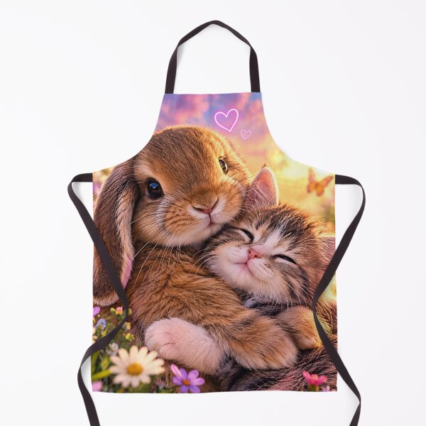 Item preview, Cute Bunny and Kitten Cuddle - Adorable Animal Friends designed and sold by BloomOfDesign.