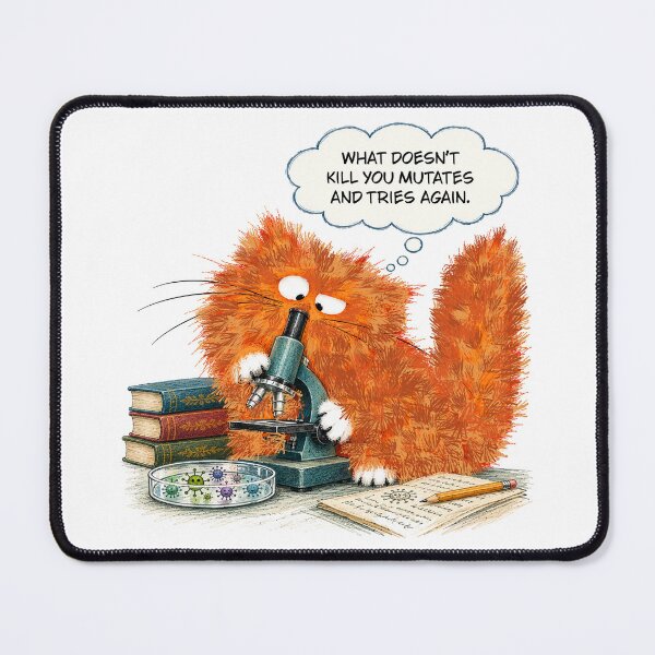 Item preview, What Doesn't Kill You Mutates – Philosopher Cat designed and sold by TrueWoven Studio.