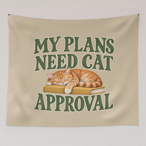 Item preview, My Plans Need Cat Approval — Funny Sleeping Ginger Cat designed and sold by VioVibe.