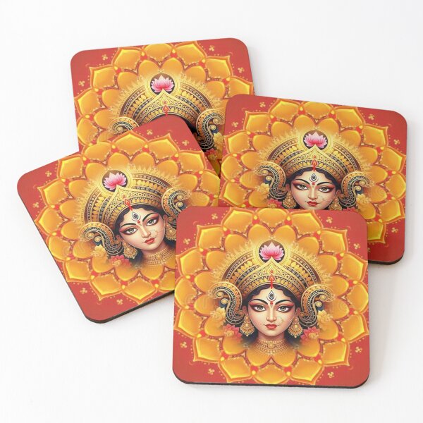 Item preview, Most powerful divin art with golden background Maa Durga designed and sold by VeenaArtStudio.