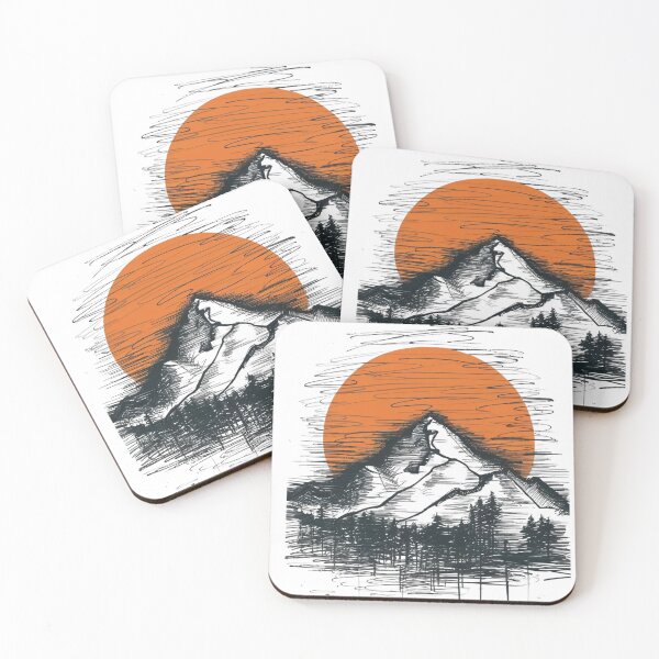 Item preview, Minimalist Mountain Sunset Ink Sketch Art designed and sold by the wellness script.