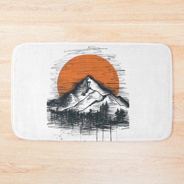 Item preview, Minimalist Mountain Sunset Ink Sketch Art designed and sold by the wellness script.
