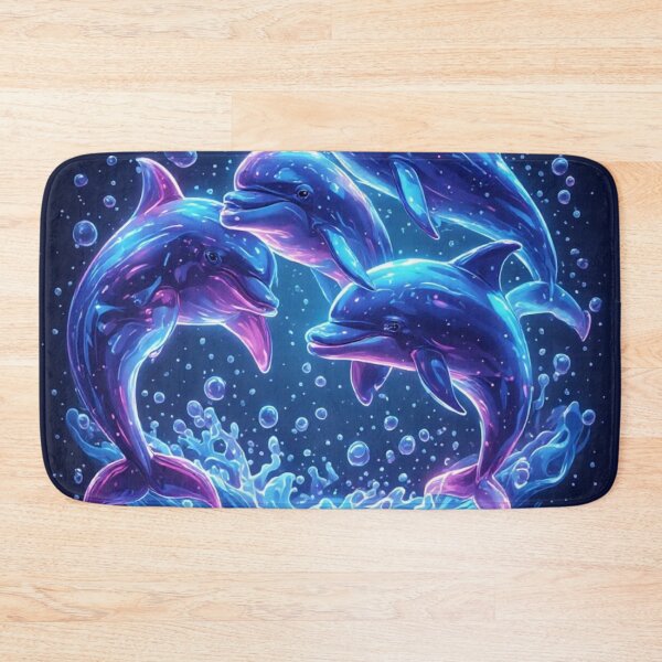 Item preview, Glowing Blue Dolphins Magical Ocean Fantasy Animal Art designed and sold by FusionCipher.