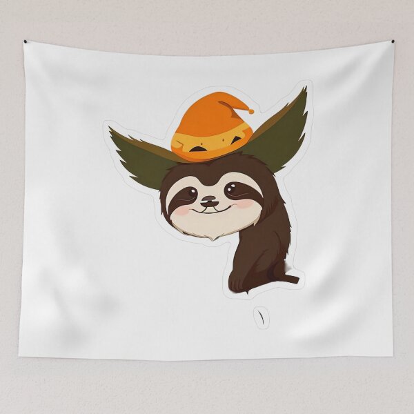 Item preview, Cute Sloth Wearing Pumpkin Hat on Branch designed and sold by For-Cat Studio.