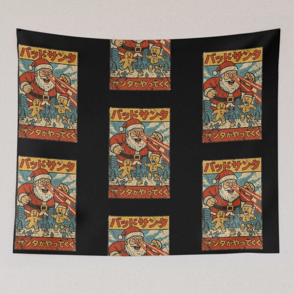 Item preview, Retro Japanese Kaiju Santa Giant Monster Laser Christmas Graphic designed and sold by gamoreRony.