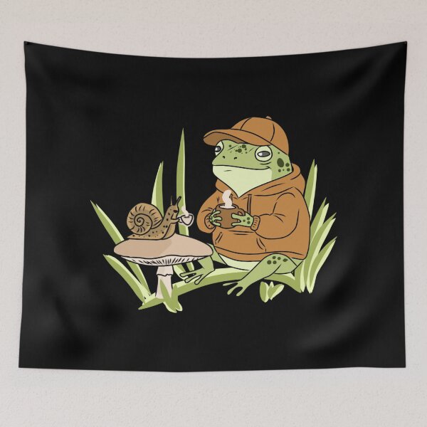 Item preview, Frog Coffee Snail Nature Cozy Mushrooms Cottagecore Love Illustration designed and sold by LeshanArt.