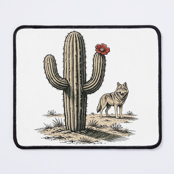 Item preview, Desert Cactus And Wolf Illustration designed and sold by ThePrintArt.
