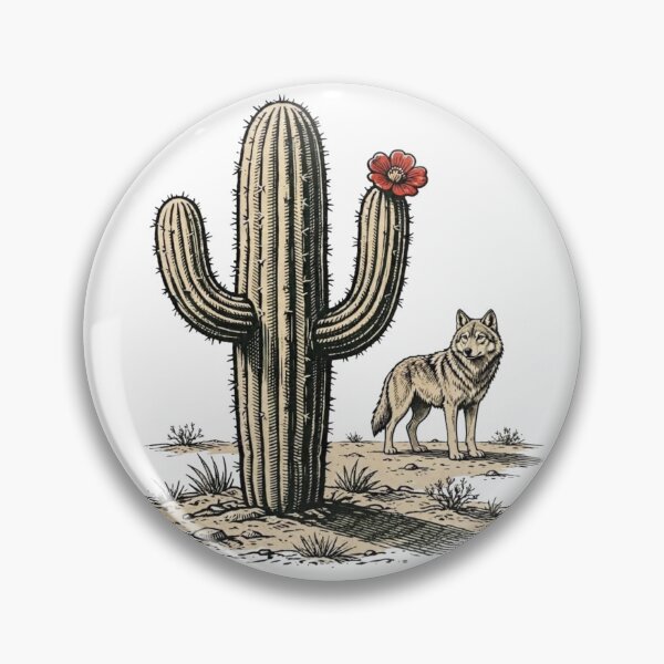 Item preview, Desert Cactus And Wolf Illustration designed and sold by ThePrintArt.
