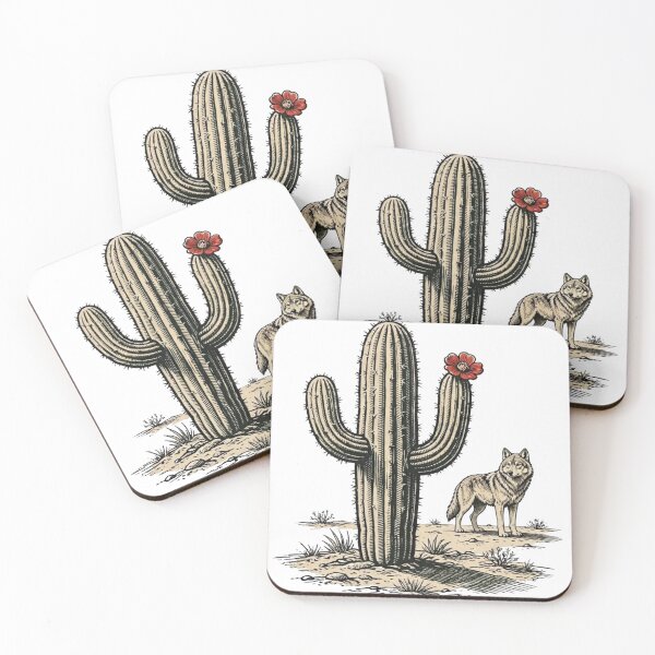 Item preview, Desert Cactus And Wolf Illustration designed and sold by ThePrintArt.