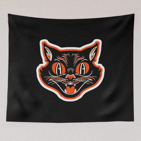 Item preview, Retro Spooky Black Cat Halloween Face Art designed and sold by SoyLamderma.