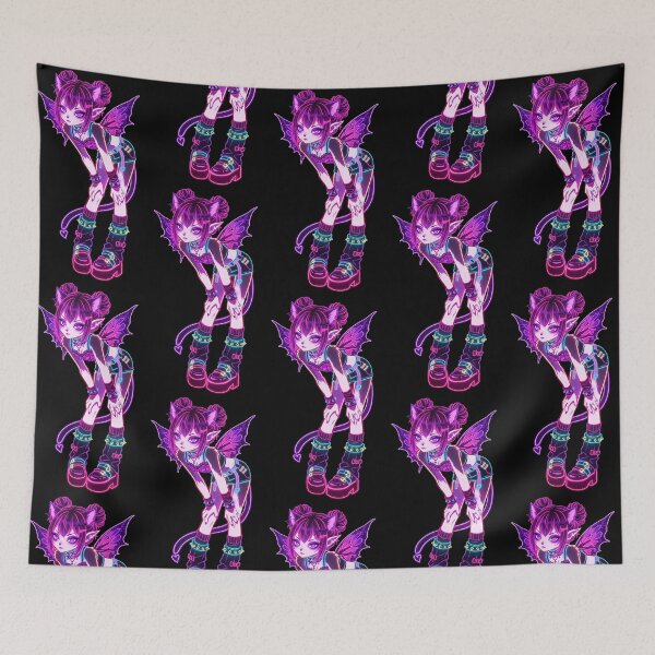 Item preview, Neon Cyber Goth Fairy Cat Girl: Electric Pink and Cyan Aesthetic designed and sold by CuteKats.