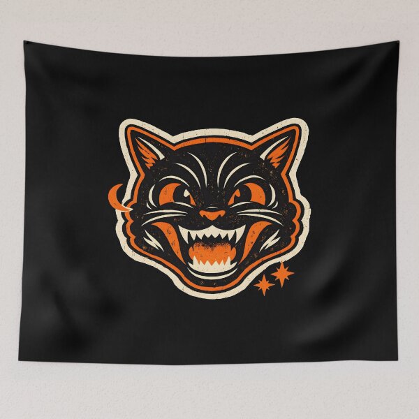 Item preview, Vintage Black Cat Halloween Retro Spooky Feline Art designed and sold by SoyLamderma.