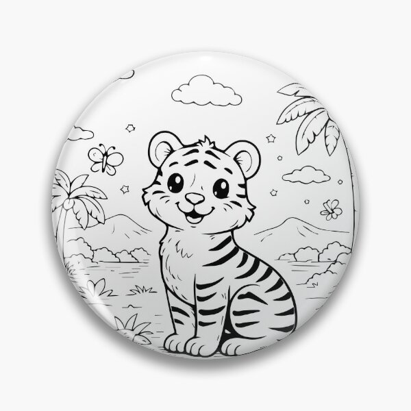 Item preview, Coloring book style print. Tiger designed and sold by MS Production.