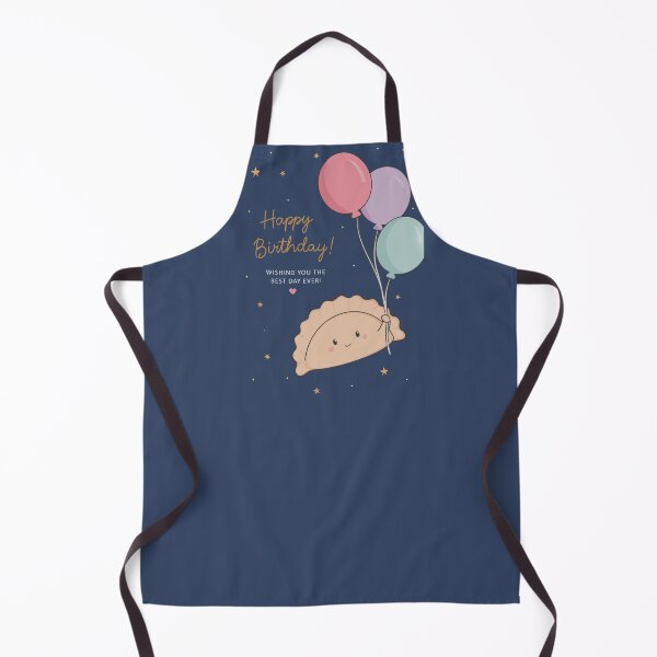 Item preview, Cute Happy Birthday dumpling Polish pierogi holding a bunch of balloons designed and sold by littlebluefawn.