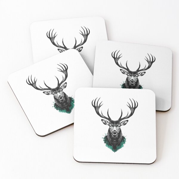 Item preview, Majestic Stag Head, Black Emerald Antler Art designed and sold by gkhanco.