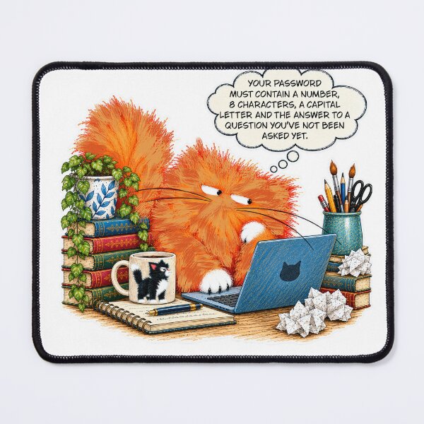 Item preview, Password Frustration – Funny Cat Humor designed and sold by TrueWoven Studio.