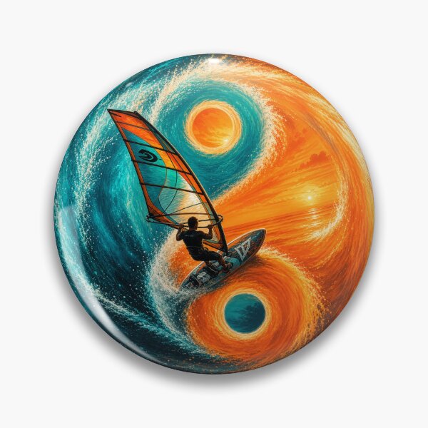 Item preview, Windsurfer Yin Yang Painterly Circular Sticker Tee Windsurf Art Print Ocean Gift designed and sold by sharifex.
