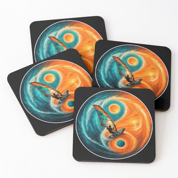 Item preview, Windsurfer Yin Yang Painterly Circular Sticker Tee Windsurf Art Print Ocean Gift designed and sold by sharifex.