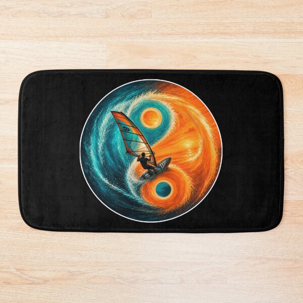 Item preview, Windsurfer Yin Yang Painterly Circular Sticker Tee Windsurf Art Print Ocean Gift designed and sold by sharifex.