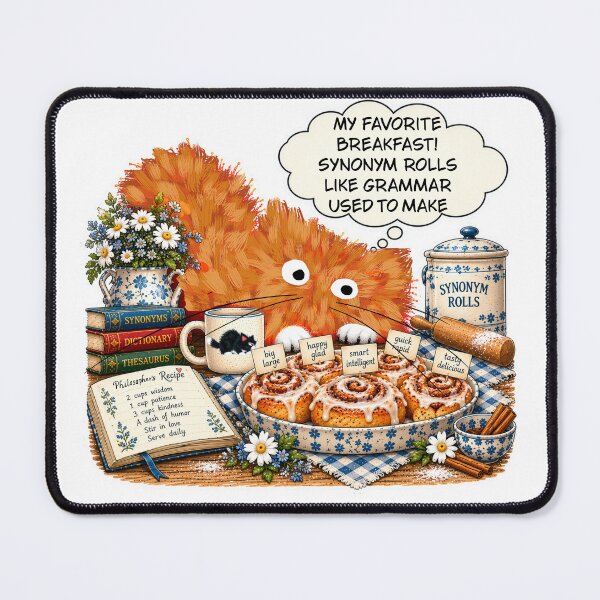 Item preview, Synonym Rolls – Funny Grammar Cat Pun designed and sold by TrueWoven Studio.